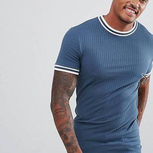 ASOS DESIGN muscle fit ribbed t-shirt with tipping
